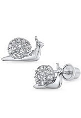 dazzling snail cubic zirconia sterling silver baby earrings